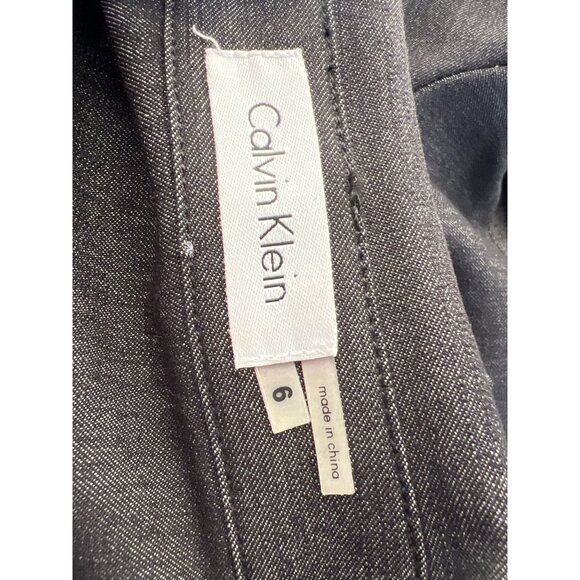 Calvin Klein Denim Shirt Dress Size 6 Snap Front Belted Black Work Utility NEW - Picture 4 of 8